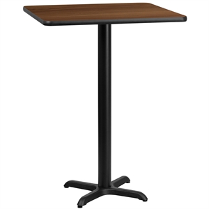 Bowery Hill 30&quot Square Restaurant Bar Table in Black and Walnut