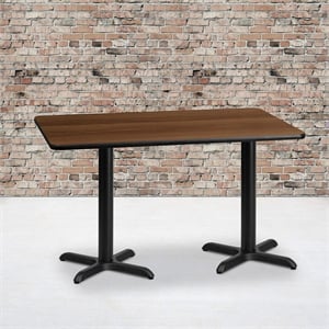 Bowery Hill 30&quot x 60&quot Restaurant Dining Table in Black and Walnut