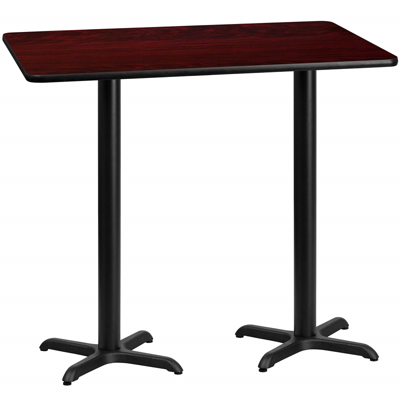 Bowery Hill Metal/Laminate Restarant Bar Table in Black/Mahogany