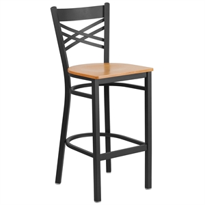 Bowery Hill Metal Restaurant Bar Stool in Black and Natural