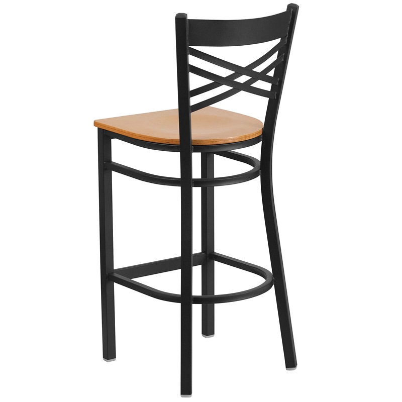 Bowery Hill Metal Restaurant Bar Stool in Black and Natural