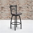 Bowery Hill Metal Restaurant Swivel Bar Stool in Black and Walnut
