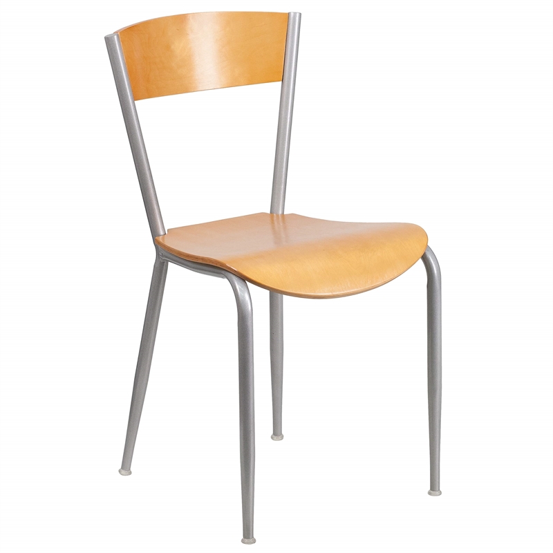 Bowery Hill Metal Restaurant Dining Chair in Natural and Silver