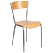 Bowery Hill Metal Restaurant Dining Chair in Natural and Silver