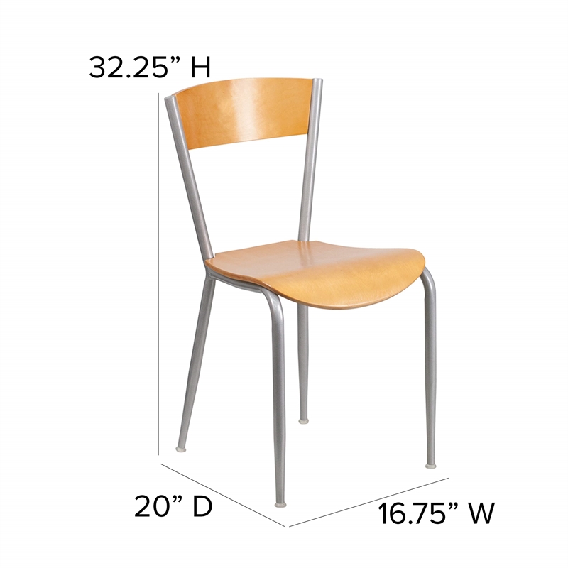 Bowery Hill Metal Restaurant Dining Chair in Natural and Silver