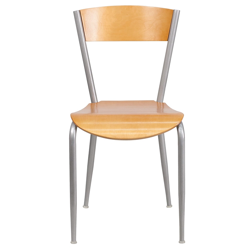 Bowery Hill Metal Restaurant Dining Chair in Natural and Silver