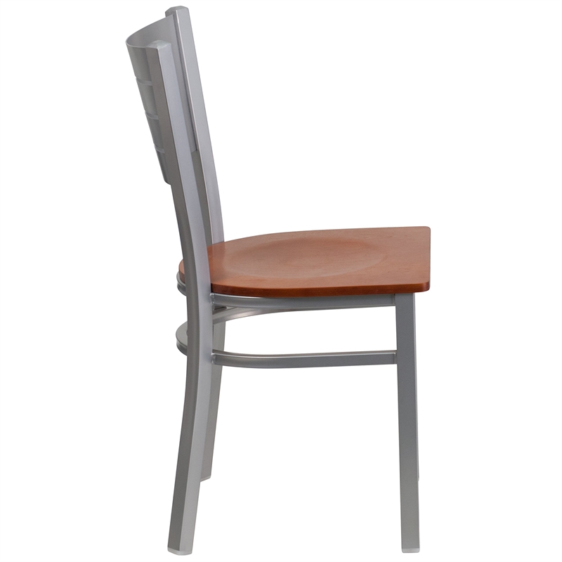 Bowery Hill Restaurant Dining Chair in Cherry and Silver