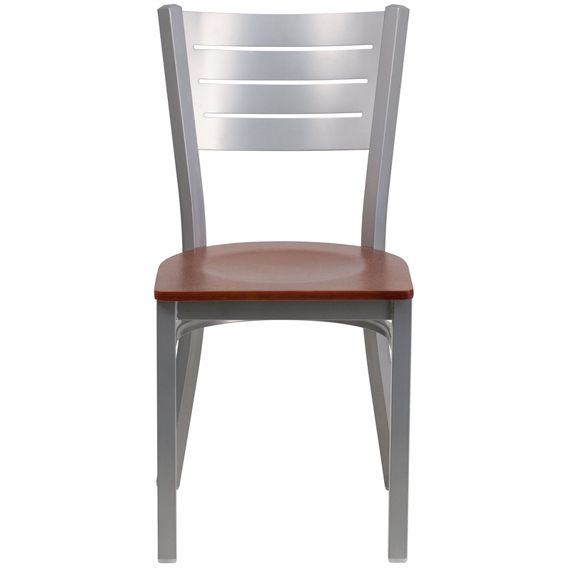 Bowery Hill Restaurant Dining Chair in Cherry and Silver