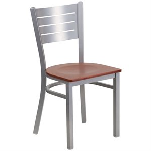 bowery hill restaurant dining chair in cherry and silver