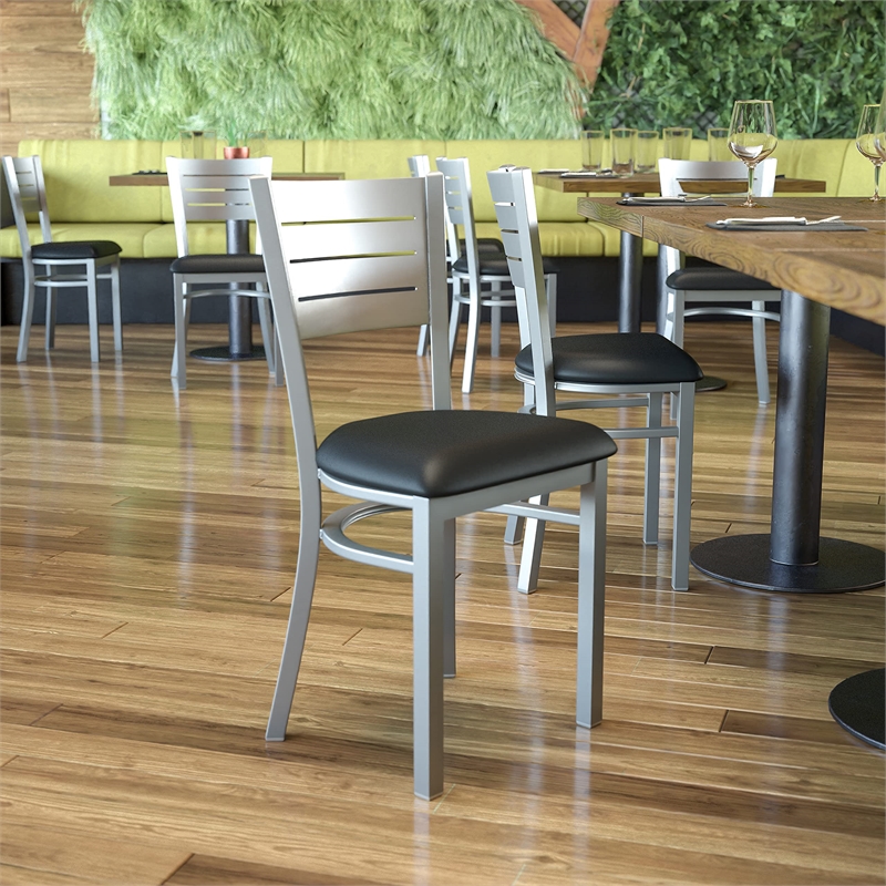 Bowery Hill Restaurant Dining Chair in Black and Silver