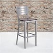 Bowery Hill Bar Stool in Mahogany and Silver