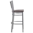 Bowery Hill Bar Stool in Mahogany and Silver