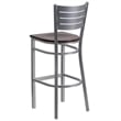 Bowery Hill Bar Stool in Mahogany and Silver