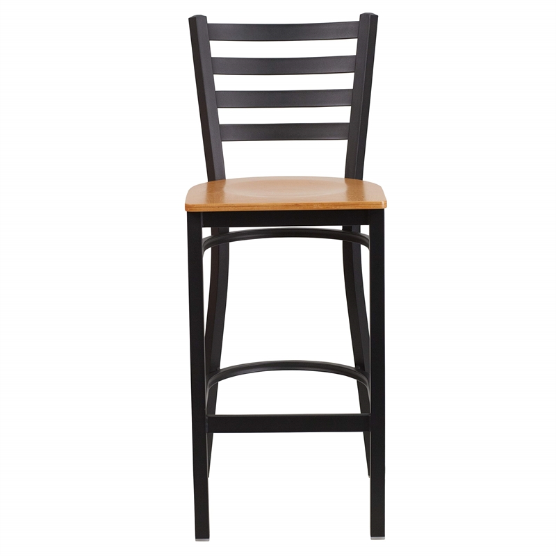 Bowery Hill Metal Restaurant Bar Stool in Black and Natural
