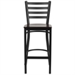 Bowery Hill Metal Restaurant Bar Stool in Black and Walnut