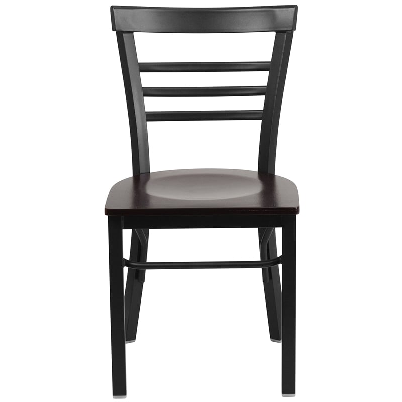 Bowery Hill Restaurant Dining Chair in Black and Walnut