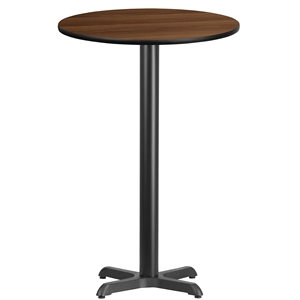 Bowery Hill 24&quot Round Restaurant Bar Table in Black and Walnut