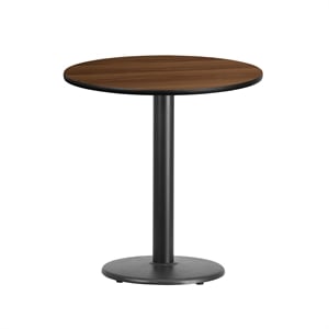 Bowery Hill 24&quot Round Restaurant Dining Table in Black and Walnut