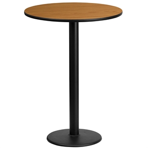 Bowery Hill 24&quot Round Restaurant Bar Table in Black and Natural