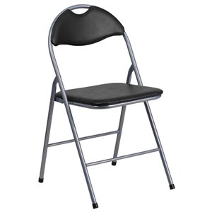 bowery hill metal folding chair in black and silver