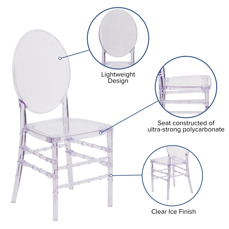 Bowery Hill Plastic Ice Florence Transparent Stacking Chair in Clear