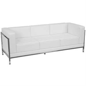 bowery hill leather reception sofa in white