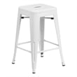 Bowery Hill 24'' Industrial Steel Metal Backless Counter Stool in White