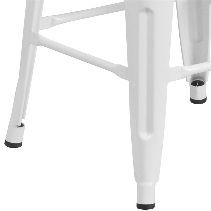 Bowery Hill 24'' Industrial Steel Metal Backless Counter Stool in White