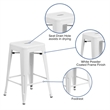 Bowery Hill 24'' Industrial Steel Metal Backless Counter Stool in White