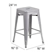 Bowery Hill 24'' Industrial Steel Metal Backless Counter Stool in Silver