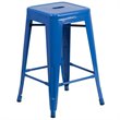 Bowery Hill Metal 24'' Backless Counter Stool in Blue