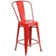 Bowery Hill Metal 24'' Counter Stool in Red