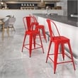 Bowery Hill Metal 24'' Counter Stool in Red