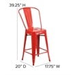 Bowery Hill Metal 24'' Counter Stool in Red