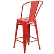 Bowery Hill Metal 24'' Counter Stool in Red