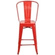 Bowery Hill Metal 24'' Counter Stool in Red
