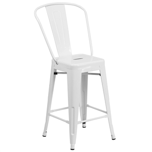 Bowery Hill 24'' Industrial Steel Metal Counter Stool in White