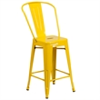 Bowery Hill Metal 24'' Counter Stool in Yellow