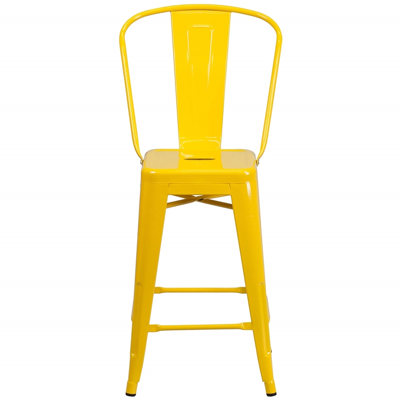Bowery Hill Metal 24'' Counter Stool in Yellow