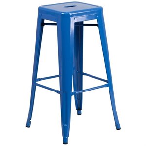 bowery hill metal 30'' backless bar stool in blue