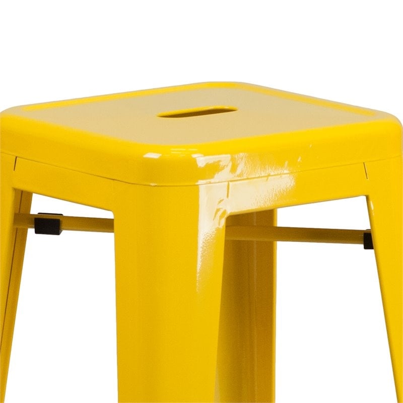 Bowery Hill 30'' Industrial Metal Backless Bar Height Stool in Yellow