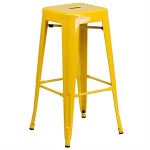 bowery hill metal 30'' backless bar stool in yellow