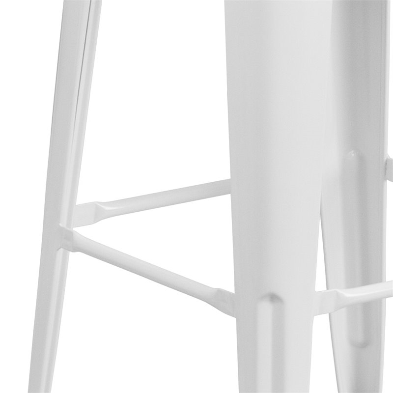 Bowery Hill 30'' Contemporary Steel Metal Backless Bar Stool in White