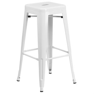 bowery hill metal 30'' backless bar stool in white