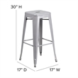 Bowery Hill 30'' Industrial Metal Backless Bar Height Stool in Silver
