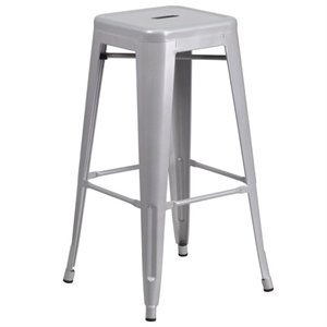 bowery hill metal 30'' backless bar stool in silver