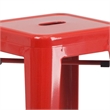 Bowery Hill Metal Bar Stool Chair in Red With Square Seat & Footrest