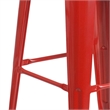 Bowery Hill Metal Bar Stool Chair in Red With Square Seat & Footrest