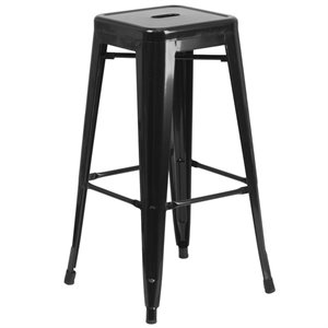 bowery hill metal 30'' backless bar stool in black