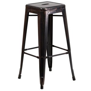 bowery hill metal 30'' backless bar stool in black-antique gold